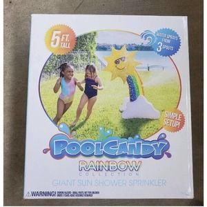 PoolCandy Kids Giant 5ft Inflatable Sun Shower Sprinkler Rainbow Summer New